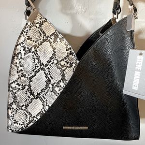 Black white snakeskin handbag